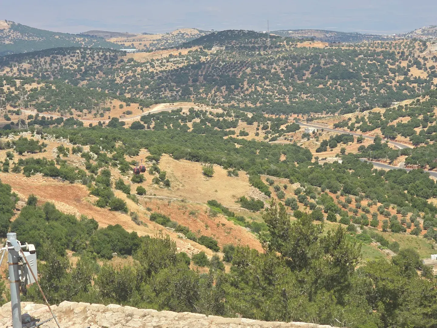 Ajloun cable car viewed from Ajloun Castle