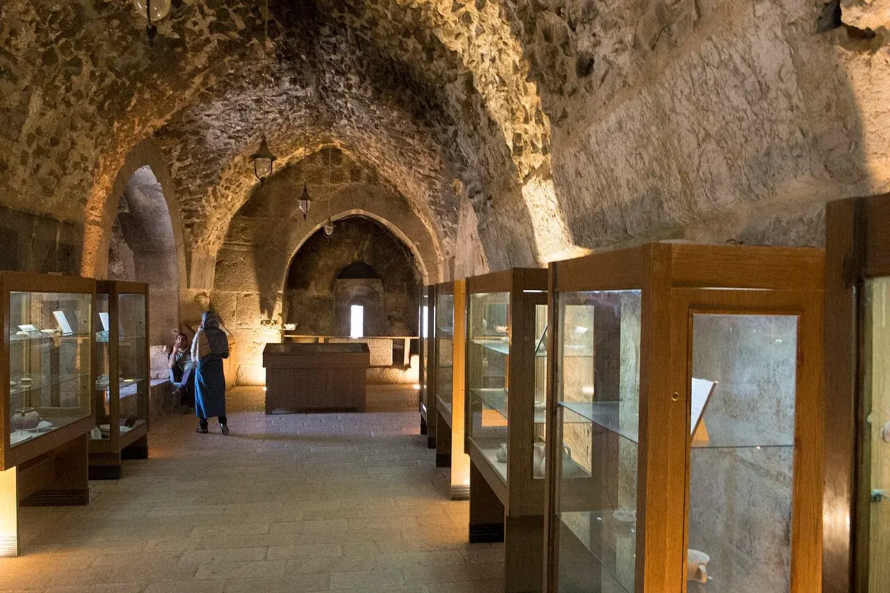 Archaeological exhibits inside Ajloun Castle Museum